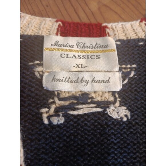 Marisa Christina Classic XL Vtg Stars & Stripes Hand Knit Sweater Vest Patriotic - Picture 5 of 9